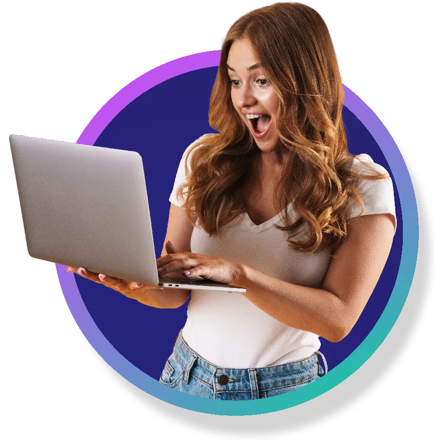 Business Water Rates - Excited young woman holding her laptop